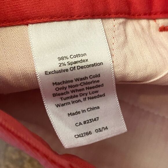 TALBOTS salmon pink flat front the weekender ankle CROP roll hem flat front PANT - Picture 4 of 7